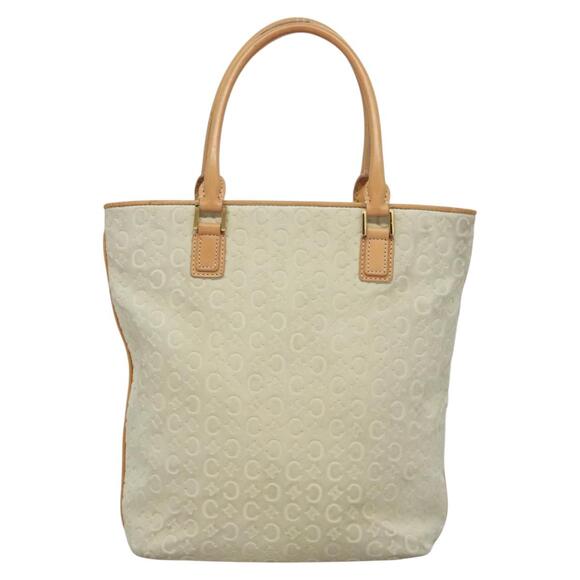 CELINE C Macadam Canvas Tote Bag Suede White Gold - Picture 3 of 12
